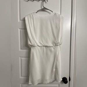 Off white mini dress with front split.